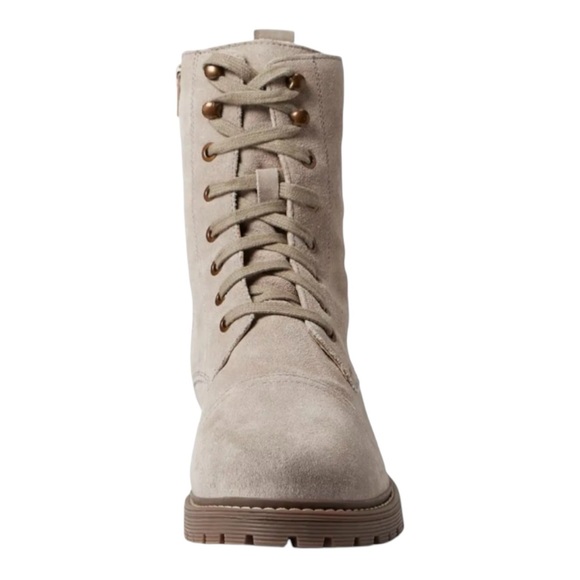 🔥 NWT Zodiac Bruna Suede Combat Lace Up Light Grey Boots - Picture 2 of 7
